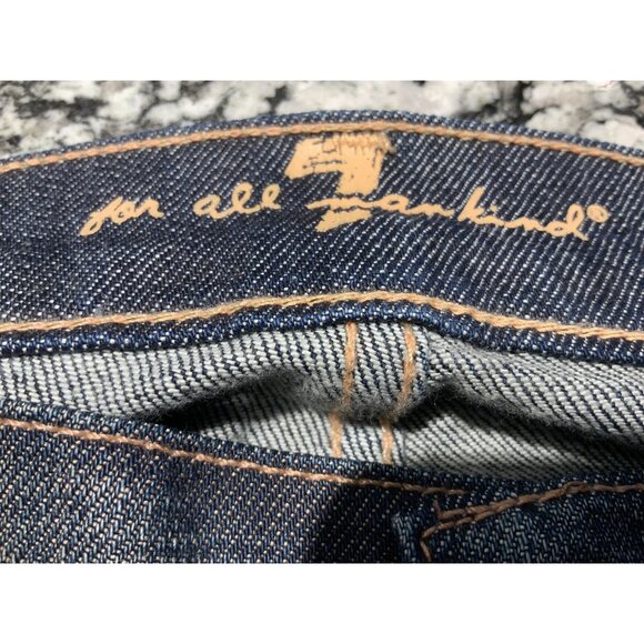 7 For All Mankind Jeans Size 29 Women’s 4 Pocket (2 zip) Low Rise Straight Blue - Picture 6 of 10